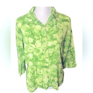Fiorlini International green Floral design button up shirt
